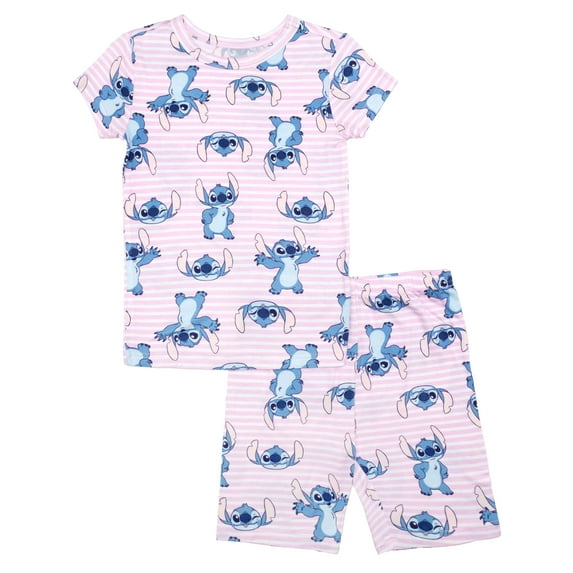 Lilo & Stitch Girls Short Sleeve and Short Pajama Set, Sizes 4-10