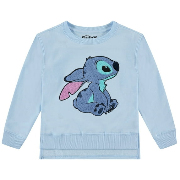 Lilo & Stitch Girls Sweatshirt -Jumbo Chenille Patch Disney's Stitch Graphic Sweatshirt- Sizes 4-16