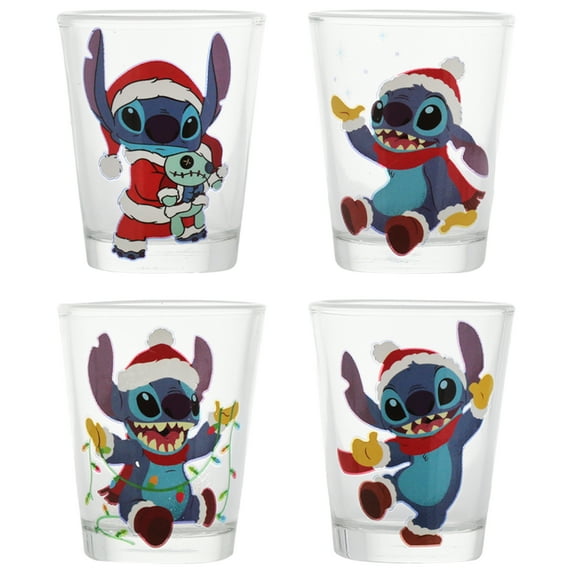 Lilo & Stitch Happy Holidays 4-Piece, 1.5 oz Mini Shot Glass Set