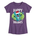 thumbnail image 1 of Lilo & Stitch - Happy Holidays - Girls Fitted Short Sleeve Tee, 1 of 5