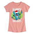 thumbnail image 1 of Lilo & Stitch - Happy Holidays - Girls Fitted Short Sleeve Tee, 1 of 5