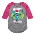 thumbnail image 1 of Lilo & Stitch - Happy Holidays - Girls Shirt Tail Raglan, 1 of 5