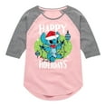 thumbnail image 1 of Lilo & Stitch - Happy Holidays - Girls Shirt Tail Raglan, 1 of 5