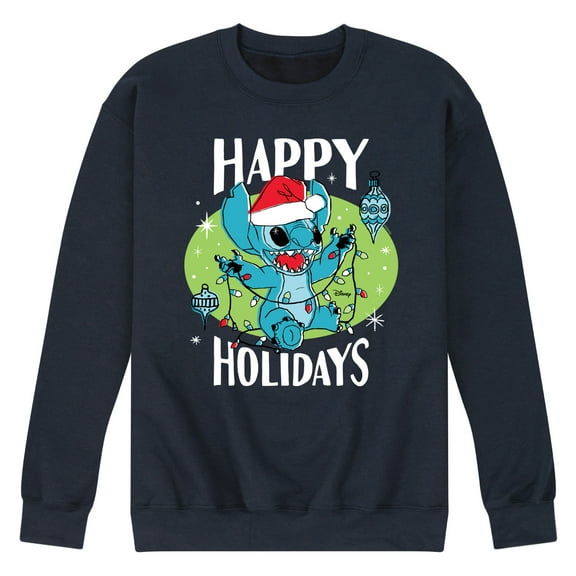 Lilo & Stitch - Happy Holidays - Men's Crew Neck Fleece Pullover