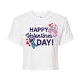 thumbnail image 1 of Lilo & Stitch - Happy Valentine's Day - Juniors Cropped Cotton Blend T-Shirt, 1 of 5