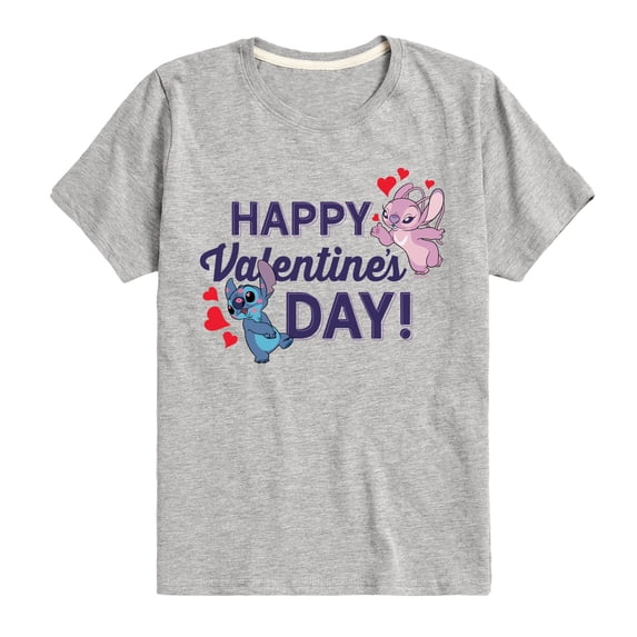 Lilo & Stitch - Happy Valentine's Day - Youth Boys Short Sleeve Graphic T-Shirt