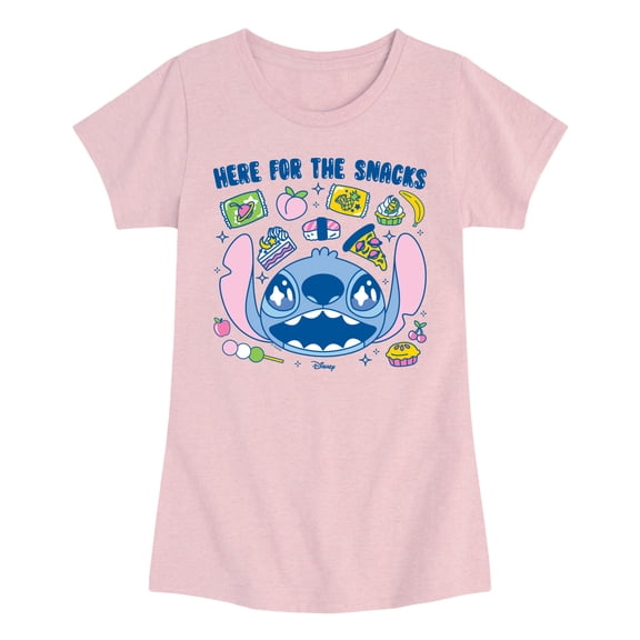 Lilo & Stitch - Here for the Food - Youth Girls Fitted Short Sleeve T-Shirt