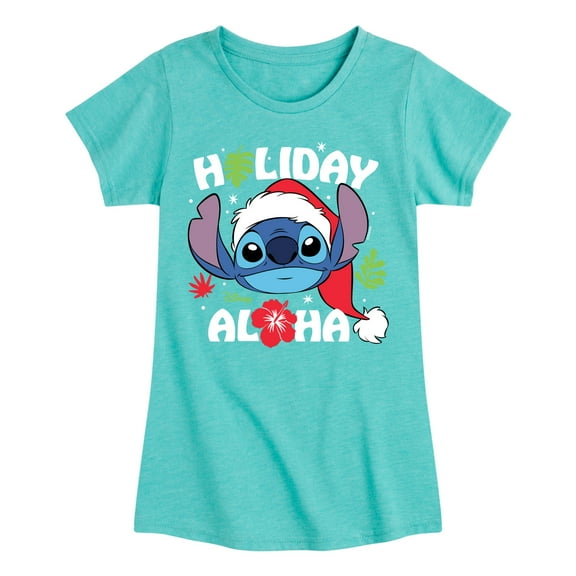 Lilo & Stitch - Holiday Aloha - Girls Fitted Short Sleeve Tee