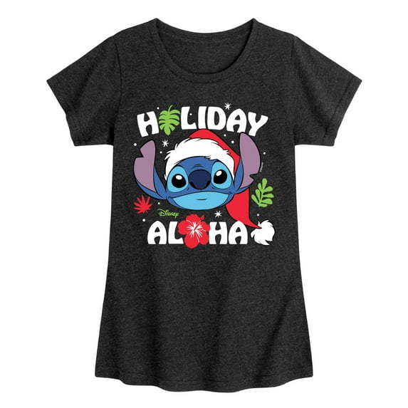Lilo & Stitch - Holiday Aloha - Girls Fitted Short Sleeve Tee
