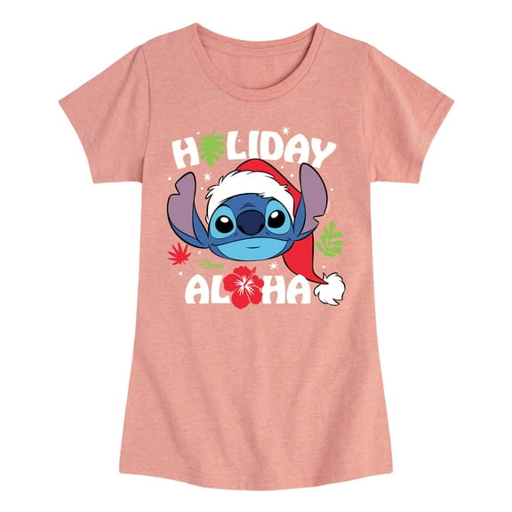 Lilo & Stitch - Holiday Aloha - Girls Fitted Short Sleeve Tee