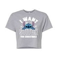 thumbnail image 1 of Lilo & Stitch - I Want A Stitch For Christmas - Juniors Cropped Cotton Blend T-Shirt, 1 of 5