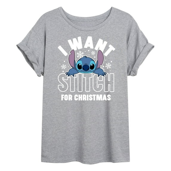 Lilo & Stitch - I Want A Stitch For Christmas - Juniors Ideal Flowy Muscle T-Shirt