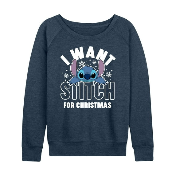 Lilo & Stitch - I Want A Stitch For Christmas - Women's Lightweight French Terry Long Sleeve Shirt