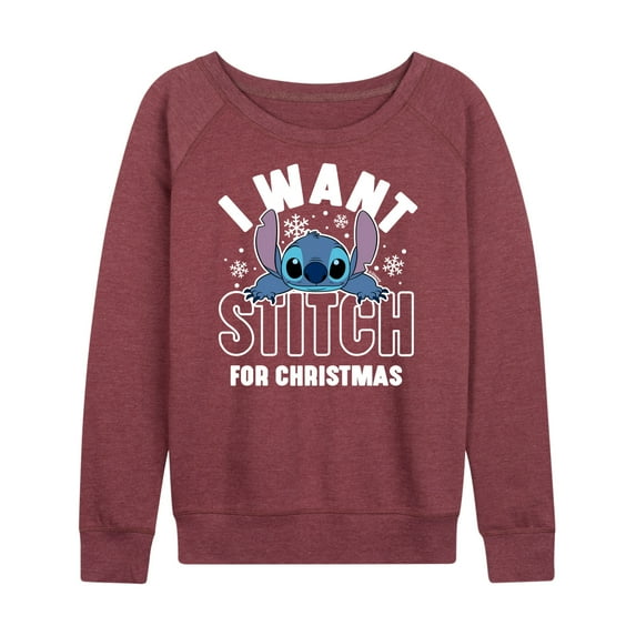Lilo & Stitch - I Want A Stitch For Christmas - Women's Lightweight French Terry Long Sleeve Shirt