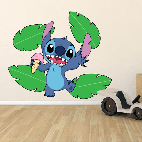 Lilo and Stitch Ice Cream Character Wall Art Graphic Decal Sticker Vinyl Mural Baby Kids Room Bedroom Nursery Kindergarten School House Home Wall Art Design Removable Peel and Stick 10x8 inch