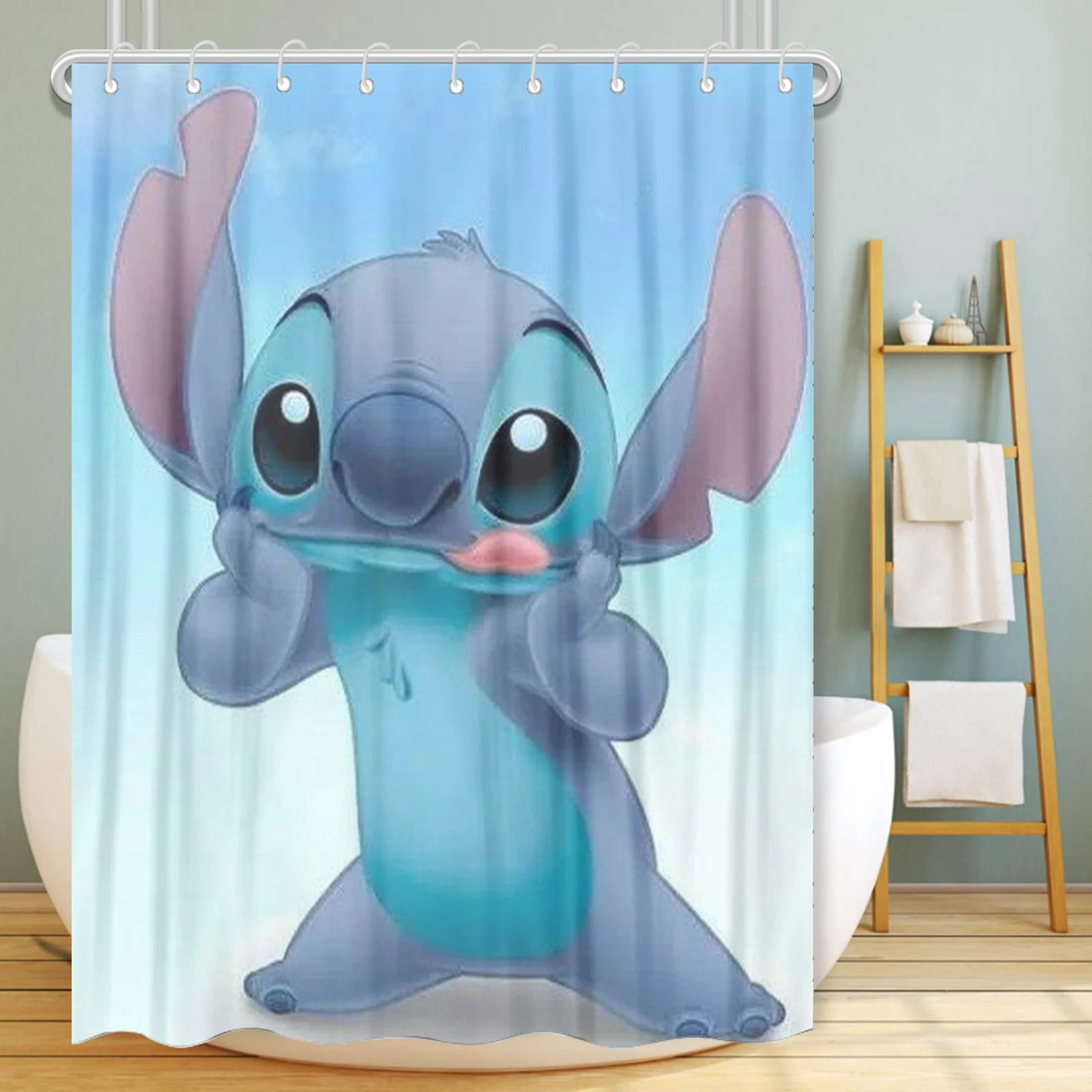 Lilo & Stitch Kids Fabric Shower Curtain - Adorable 72x72 Inch Bath ...