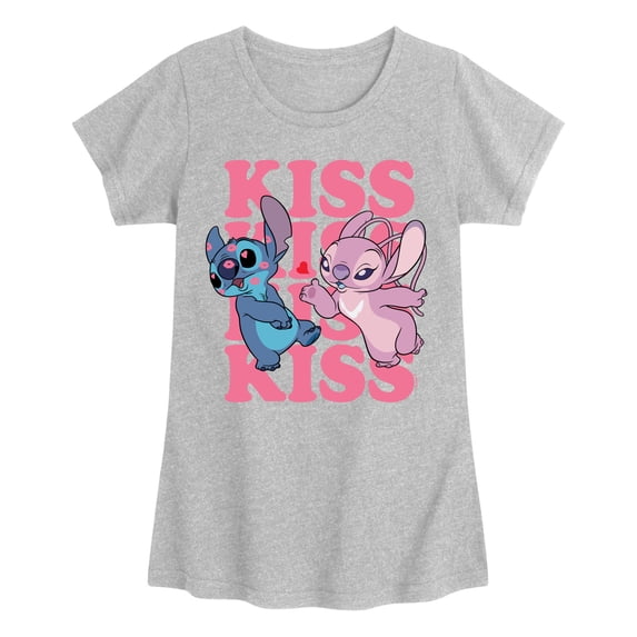 Lilo & Stitch - Kiss Repeated - Youth Girls Fitted Short Sleeve T-Shirt