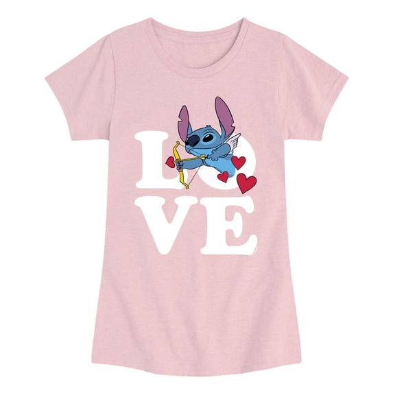 Lilo & Stitch - Love Cupid Stitch - Youth Girls Fitted Short Sleeve T-Shirt