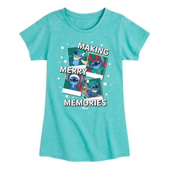 Lilo & Stitch - Making Merry Memories - Girls Fitted Short Sleeve Tee