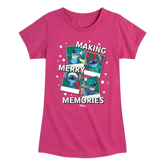 Lilo & Stitch - Making Merry Memories - Girls Fitted Short Sleeve Tee