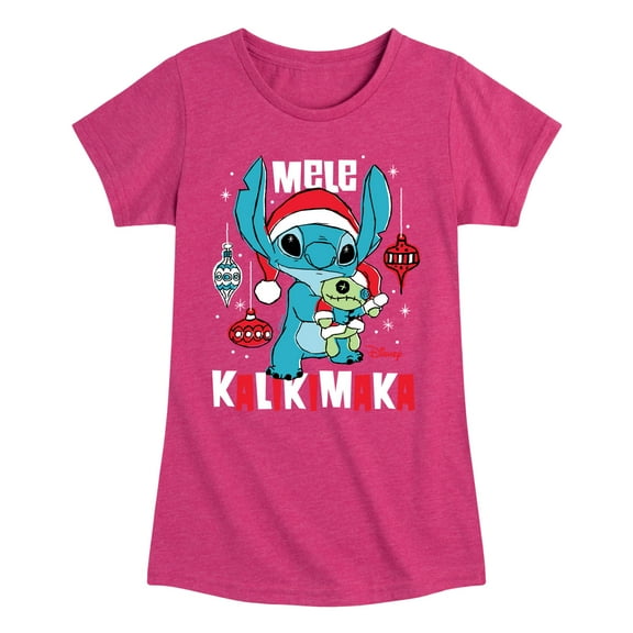 Lilo & Stitch - Mele Kalikimaka - Girls Fitted Short Sleeve Tee