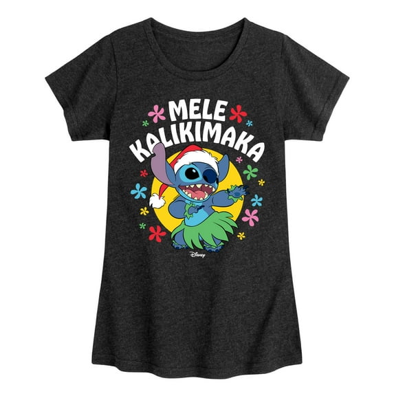 Lilo & Stitch - Mele Kalikimaka - Girls Fitted Short Sleeve Tee