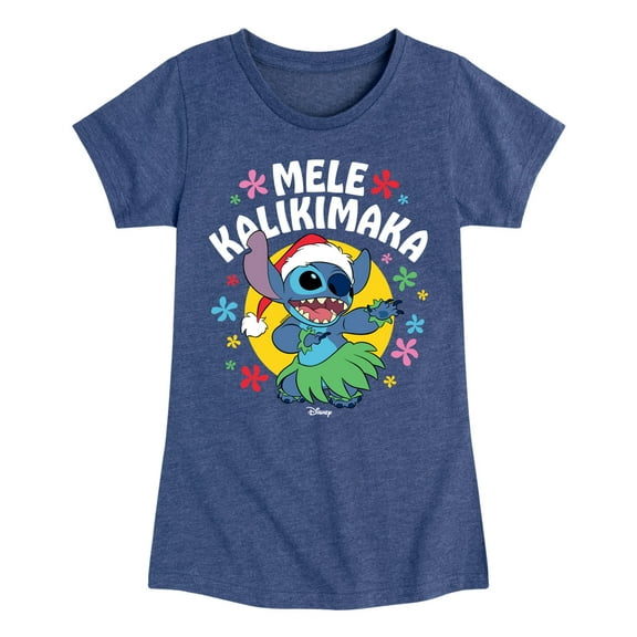 Lilo & Stitch - Mele Kalikimaka - Girls Fitted Short Sleeve Tee