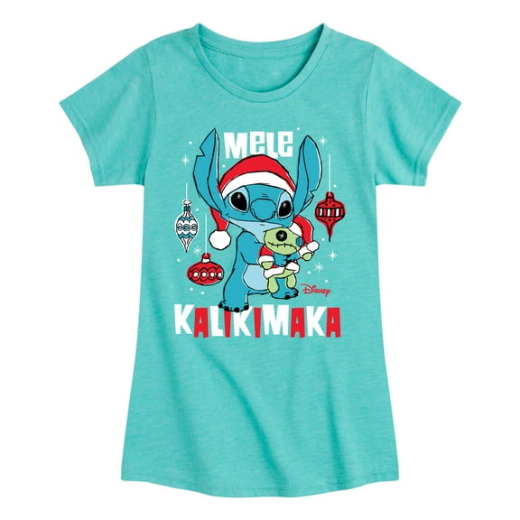 Lilo & Stitch - Mele Kalikimaka - Girls Fitted Short Sleeve Tee