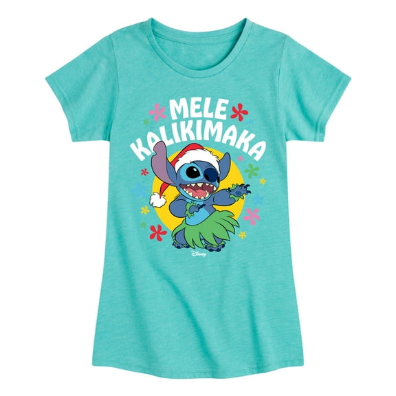 Lilo & Stitch - Mele Kalikimaka - Girls Fitted Short Sleeve Tee