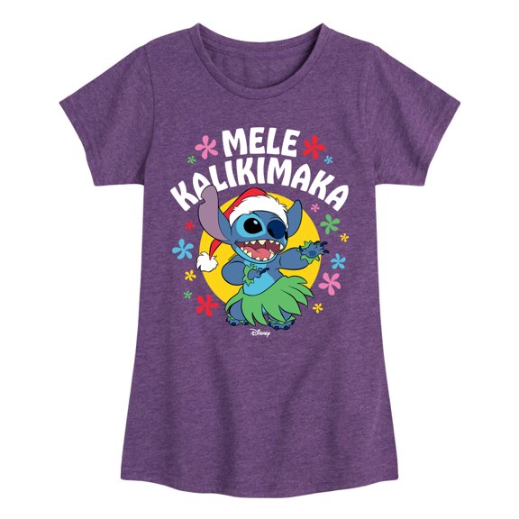 Lilo & Stitch - Mele Kalikimaka - Girls Fitted Short Sleeve Tee