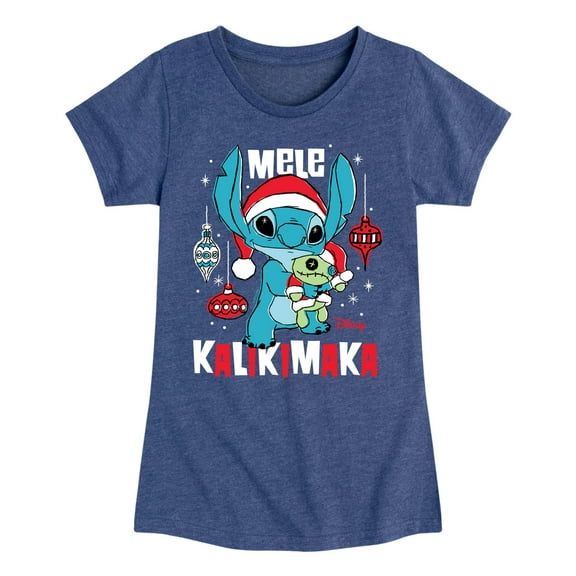 Lilo & Stitch - Mele Kalikimaka - Girls Fitted Short Sleeve Tee