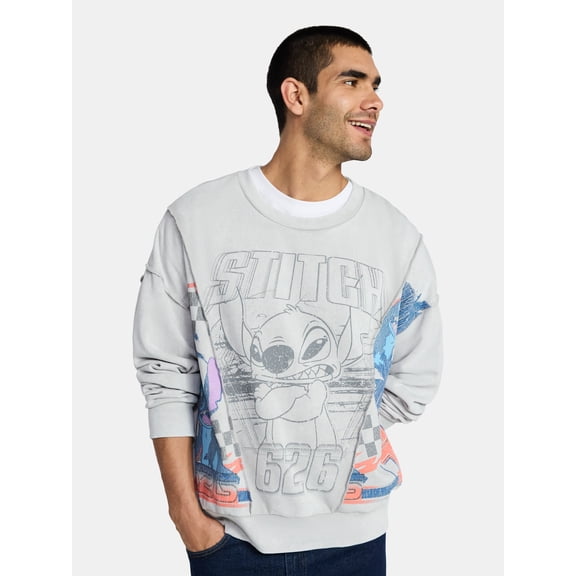 Lilo and Stitch Men's Crewneck Sweatshirt with Long Sleeves, Sizes XS-3XL
