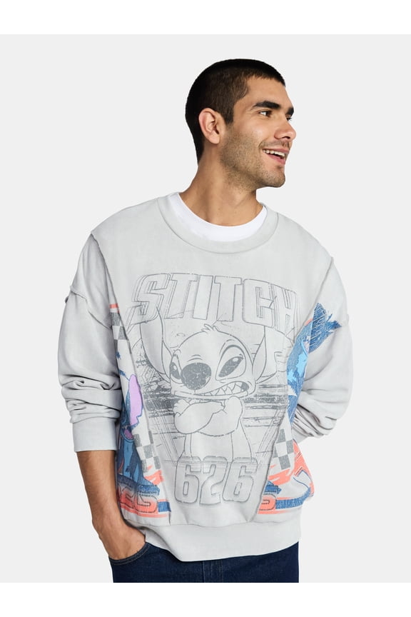 Lilo and Stitch Men's Crewneck Sweatshirt with Long Sleeves, Sizes XS-3XL