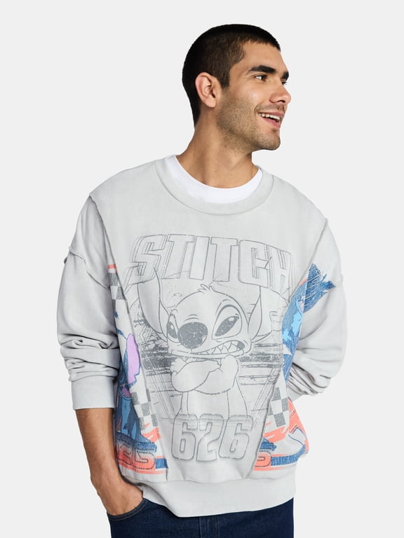 Lilo and Stitch Men's Crewneck Sweatshirt with Long Sleeves, Sizes XS-3XL