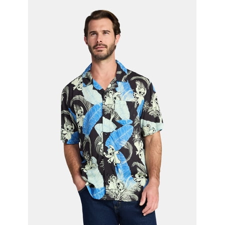 Lilo & Stitch , Men's & Big Men's Graphic Button-Up Shirt, Sizes XS-5XL