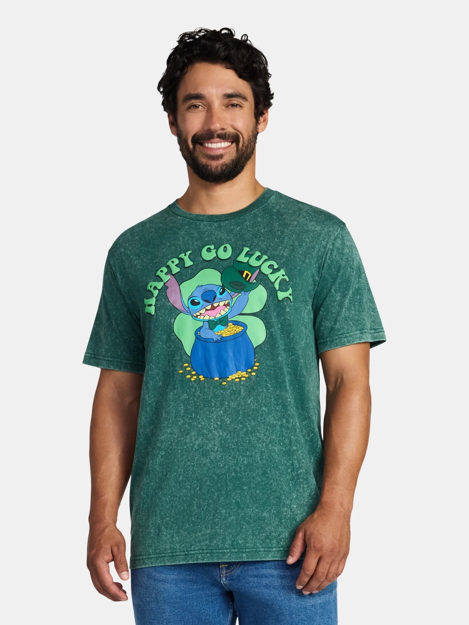 St. Patrick's Day Men's and Big Men's Disney Lilo & Stitch Graphic Tee Shirt, Sizes XS-5XL