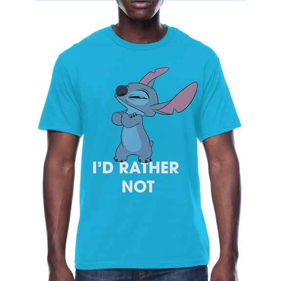 Lilo & Stitch Mens & Big Men's I'd Rather Not Graphic Tee Shirt, Sizes S-3XL