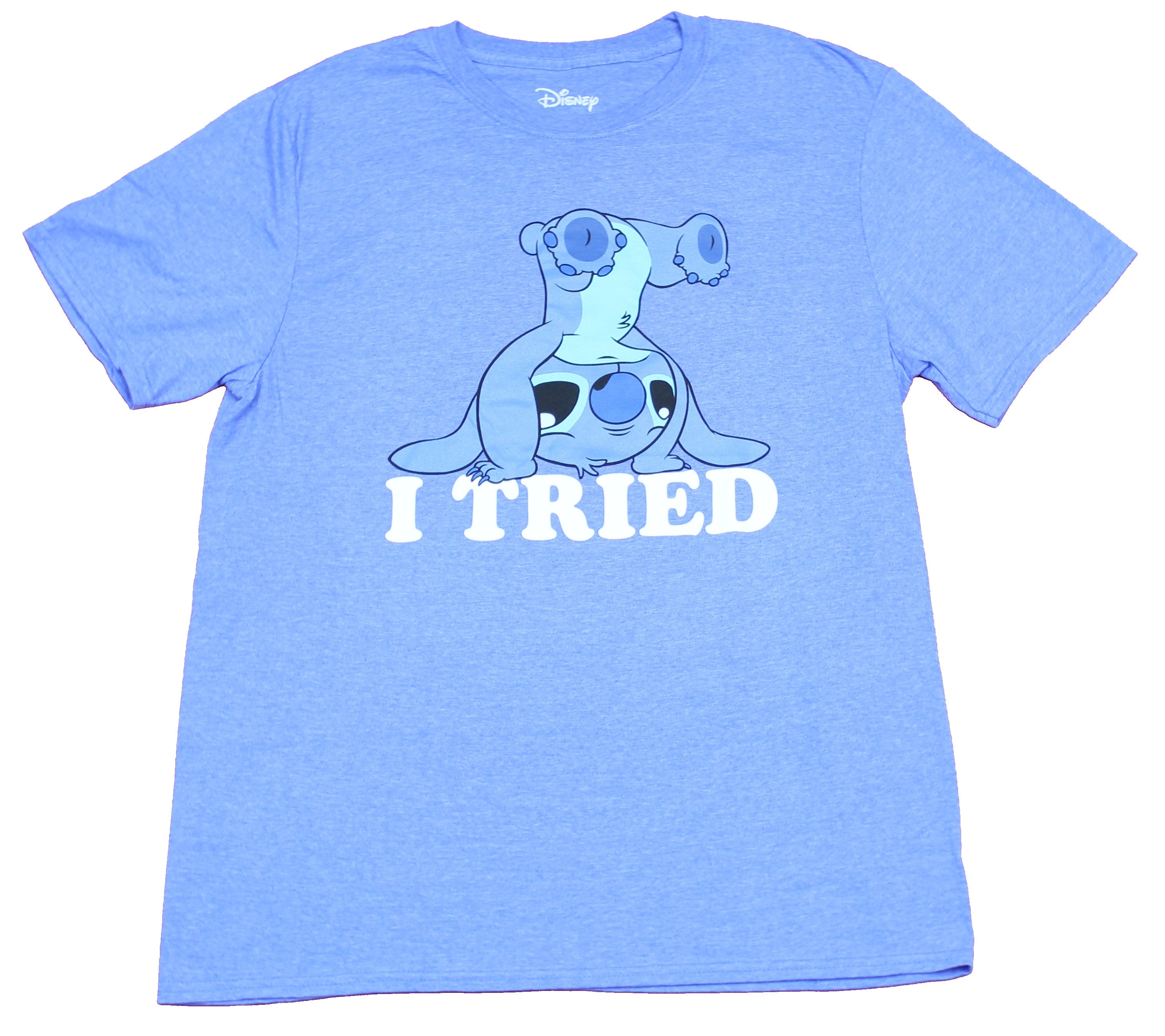 Lilo & Stitch Mens TShirt I Tried Stitch Headstand Image (Large