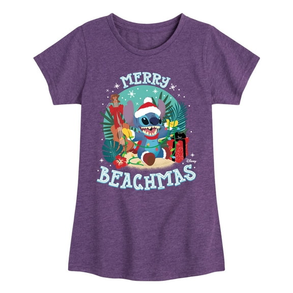 Lilo & Stitch - Merry Beachmas - Girls Fitted Short Sleeve Tee