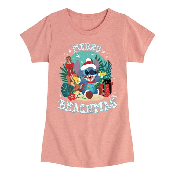 Lilo & Stitch - Merry Beachmas - Girls Fitted Short Sleeve Tee