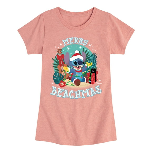 Lilo & Stitch - Merry Beachmas - Girls Fitted Short Sleeve Tee