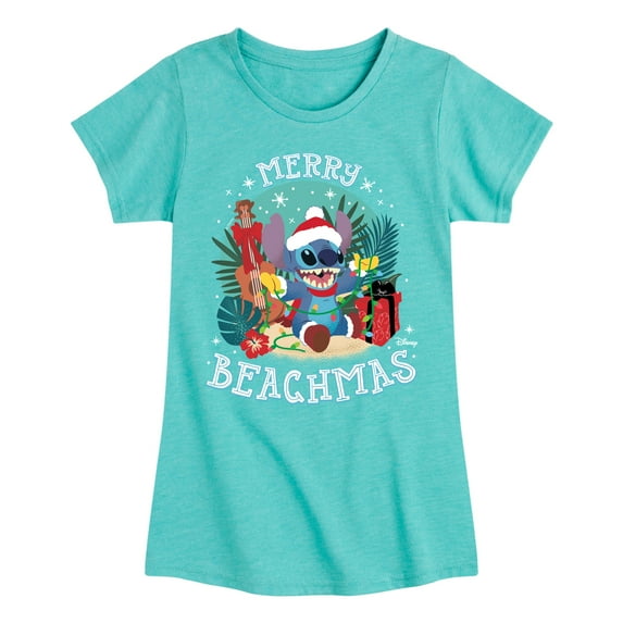 Lilo & Stitch - Merry Beachmas - Girls Fitted Short Sleeve Tee