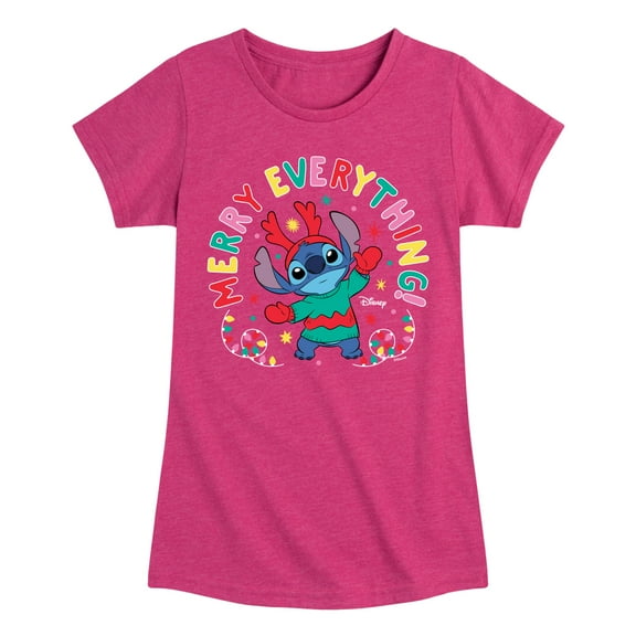 Lilo & Stitch - Merry Everything - Girls Fitted Short Sleeve Tee