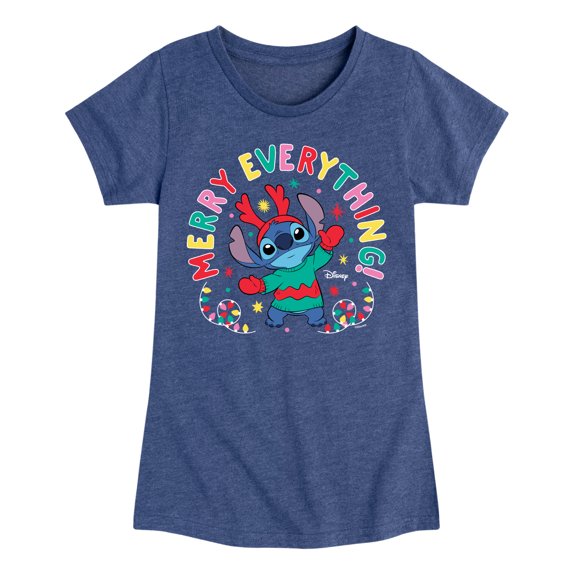 Lilo & Stitch - Merry Everything - Girls Fitted Short Sleeve Tee