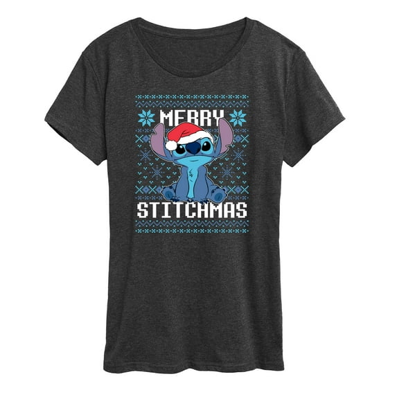 Lilo & Stitch - Merry Stitchmas Christmas Cross Stitch - Women's Short Sleeve Graphic T-Shirt