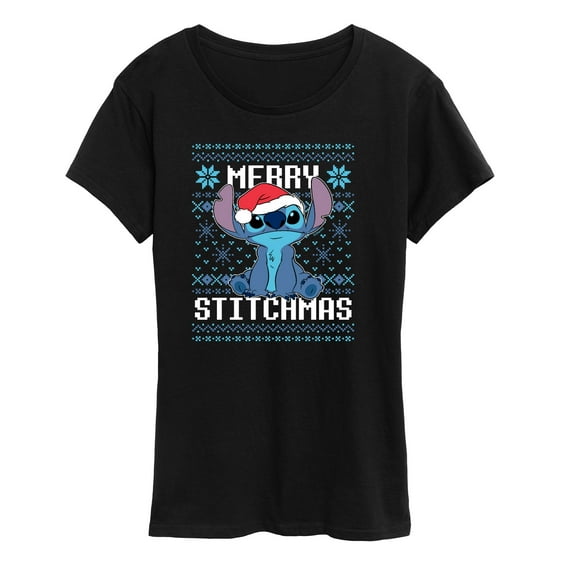 Lilo & Stitch - Merry Stitchmas Christmas Cross Stitch - Women's Short Sleeve Graphic T-Shirt