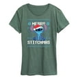 thumbnail image 1 of Lilo & Stitch - Merry Stitchmas Christmas Cross Stitch - Women's Short Sleeve Graphic T-Shirt, 1 of 5