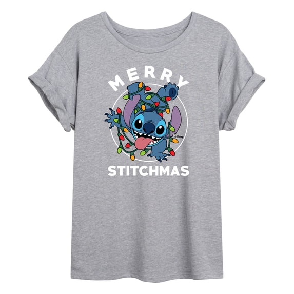 Lilo & Stitch - Merry Stitchmas - Juniors Oversized Graphic T-Shirt