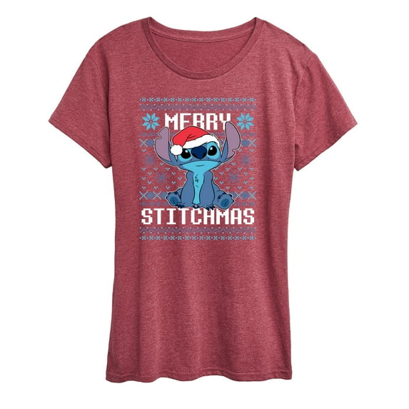 Lilo & Stitch - Merry Stitchmas Christmas Cross Stitch - Women's Short Sleeve Graphic T-Shirt