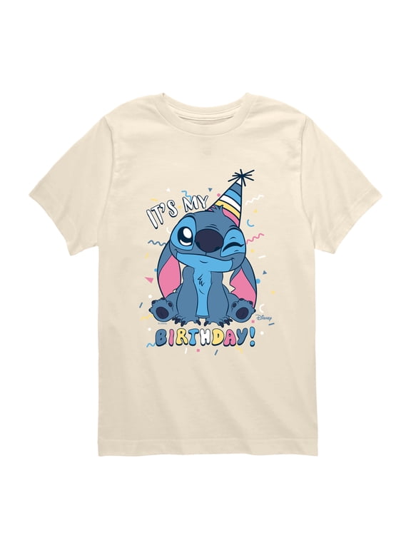 - My Birthday Stitch Boys' Short Sleeve Graphic T-Shirt